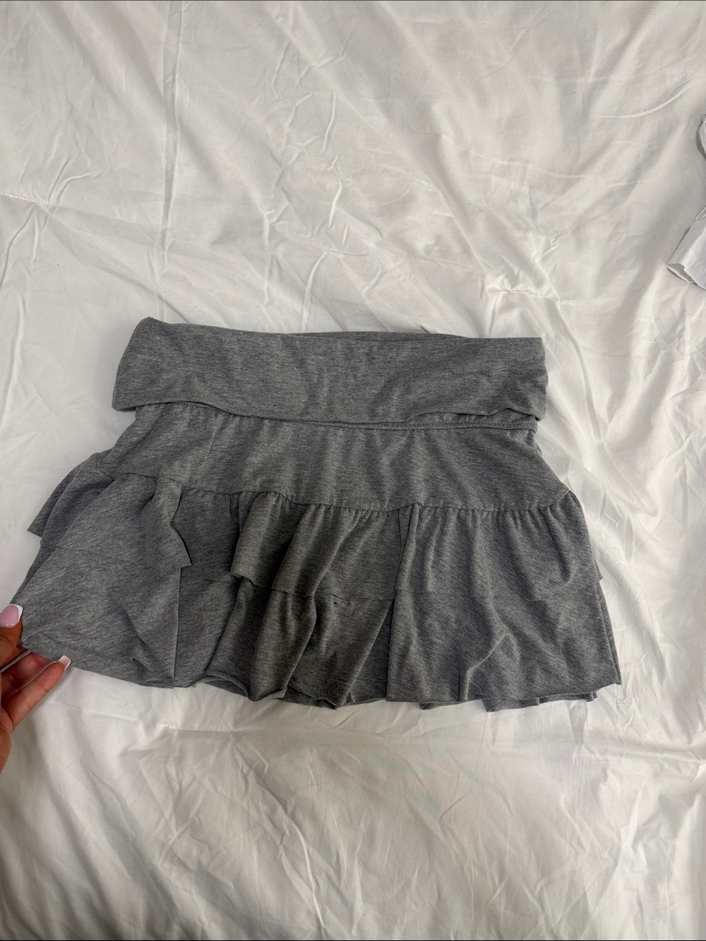 Gray Tiered Ruffle Mini Skirt